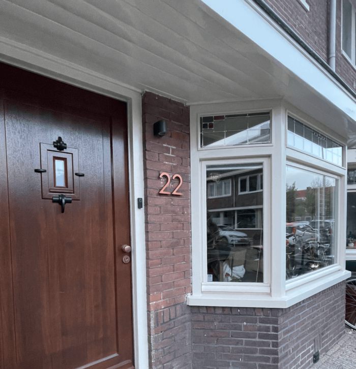 Huisnummer Koper 15 cm - Brons huisnummer - modern - sfeerfoto 4