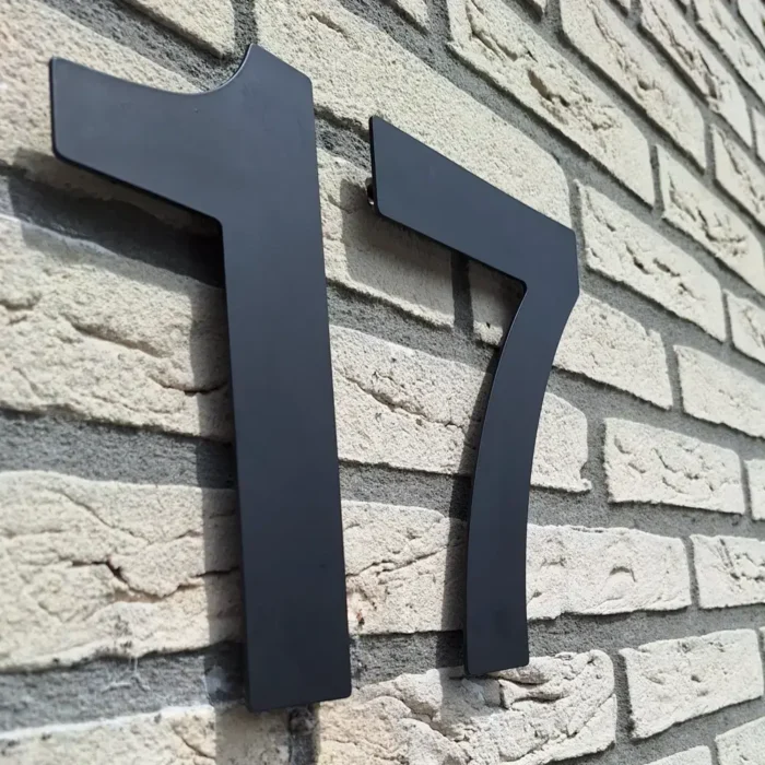 Husnummer Sort rustfrit stål 15 cm - Matsort moderne husnummer-2