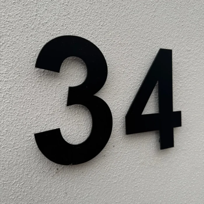 Wijher house number stainless steel black 15 cm side view