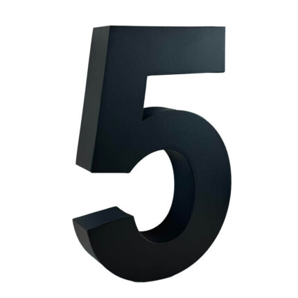 Numéro de maison 3D noir 30 cm - avec lettres - chiffre 5