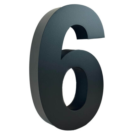 Numéro de maison 3D noir 30 cm - avec lettres - chiffre 6